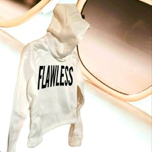 Women Hooded Crop Top, Size Large, White